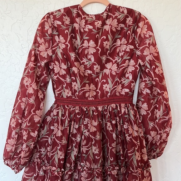 True decadence Burgundy Organza midi dress US4 - Picture 15 of 17